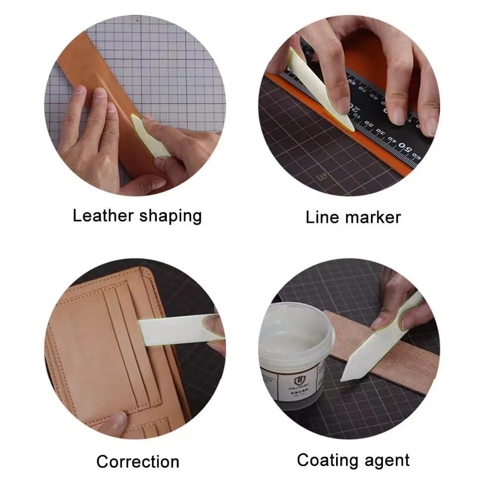 Bone Folder Set, 2 Piece Plastic Paper Creaser, Leather Burnishing Tool for Bookbinding, Card Making, Scrapbooking, Non Stick Scoring Craft Tools