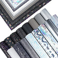 16 Pieces 8x6 Inch New Contrast Colors Black Silver Series Faux Leather Fabric Sheets Include Metallic Litchi Fine Chunky Glitter Holographic Butterfly Patent Embossing for Leather Earring Bows Making - color: Black Silver Series