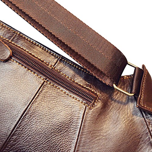Leather Sling Bag Backpack for Men Women Crossbody Shoulder Chest Day Pack Outdoor Travel Camping Tactical Daypack - color: Coffee