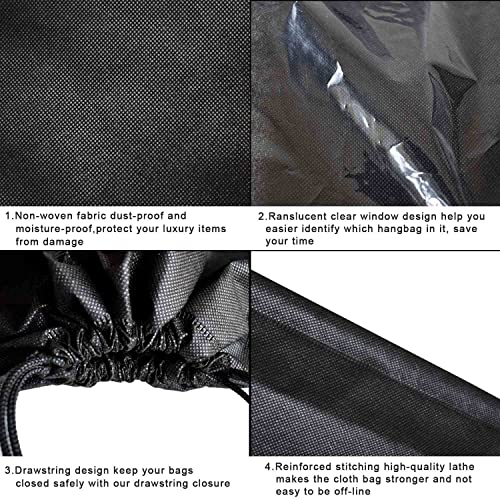 8PCS Dust Bags for Handbags Jumbo Travel Shoe Bags Purses Organizers Storage Bags with Rope Clear Window Dustproof Drawstring Bag Storage Pouch for Men and Women - Black, 23.6 x 19.7 in - color: Black, size: 23.6 x 19.7 in