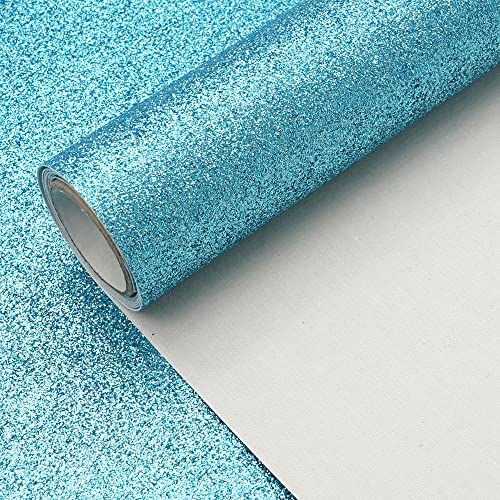 Teal 11.8X 53 Inch (30 x 135 cm) Sparkly Superfine Glitter Leather Rolls Shiny Faux Fabric Canvas Perfect for Craft DIY Handmade Projects Patchwork Bow Earring Craft Key Chain - color: Light Blue