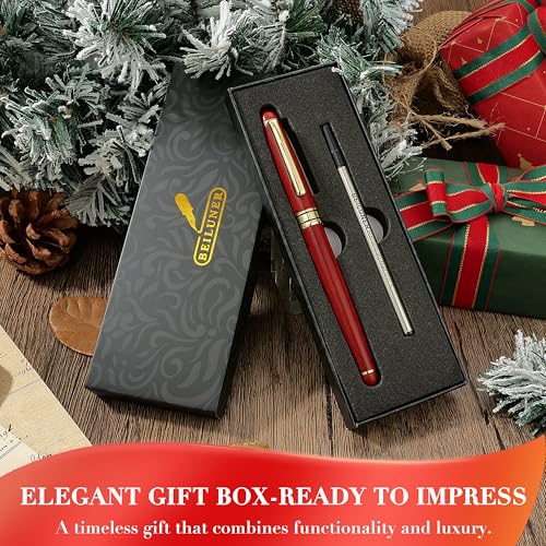 BEILUNER Luxury Personalized Wood Ballpoint Pen Writing Set,Rosewood-Elegant Fancy Nice Gift Pen Set for Signature Executive Business Office Supplies - Christmas Gift Boxed with Extra Refills (Black) - color: ,Redwood(Personalized)