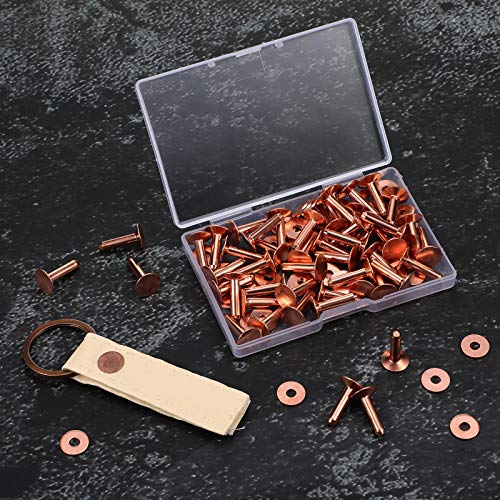 Ripeng 400 Pcs Size 9 3/4 Inch Copper Rivets and Burrs Washers Leather Fastener Kit for DIY Craft Belts Wallets Collars Handbags Shoes Leather Working Supplies - size: 3/4 Inch, Size 9