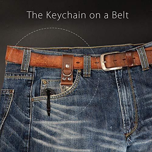 diodrio EDC Leather Strap Keychain Holder, Heavy Duty Belt Clip Key Ring Fob Holder. 2 per Pack. - color: Chestnut