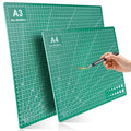 2 Pcs Large Cutting Mat Self Healing,Double Sided,Grid Line And Angles Help To Cut Precisely,Craft Mats for Scrapbooking, Quilting, Sewing and All Arts,Non Slip & Easy Clean ((A3 & A4 Green) - color: Green
