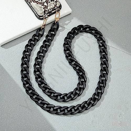 Aumey Clear White Black Brown Acrylic Chain Clutch Purse Strap Handles Bag Handbag Purse Replacement Chains 40 Inches - color: Black