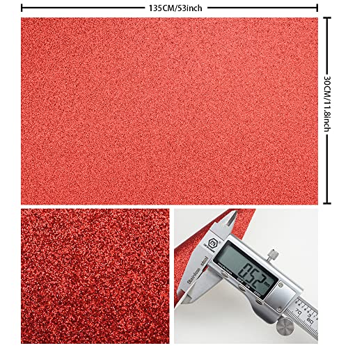 Red 11.8X 53 Inch (30 x 135 cm) Sparkly Superfine Glitter Leather Rolls Shiny Faux Fabric Canvas Perfect for Craft DIY Handmade Projects Patchwork Bow Earring Craft Key Chain - color: Red