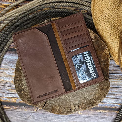 HOOEY Leather Men’s Western Rodeo Wallet (Roughout - Brown) - color: Roughout - Brown