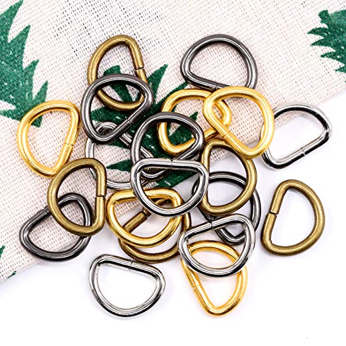 Swpeet 120Pcs 5/8 Inch - 15mm 4Colors Multi-Purpose Metal D Ring Semi-Circular D Ring for Hardware Bags Ring Hand DIY Accessories (Mixed Color, 5/8 inch) - color: Mixed Color, size: 5/8 inch