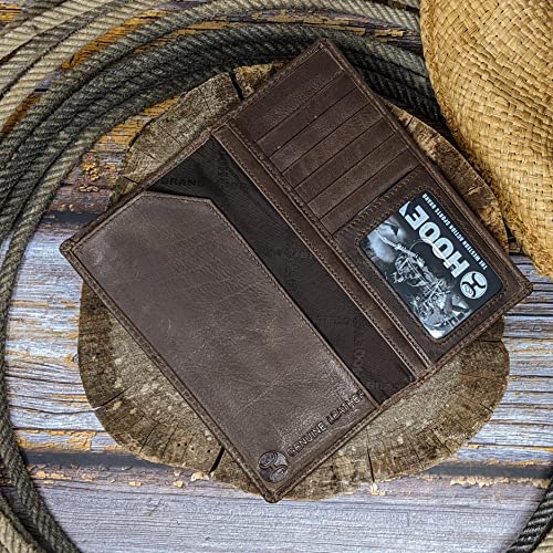 HOOEY Leather Men’s Western Rodeo Wallet (Smooth - Brown) - color: Smooth -- Brown