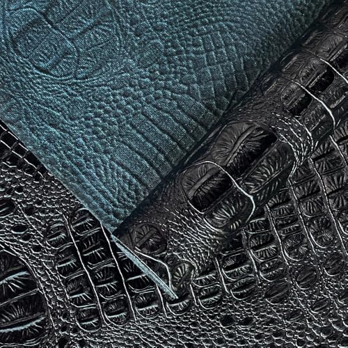 Soft Crocodile Textured Marine Vinyl Faux Leather Pre-Cut 1 Yard-Black | Alligator Fabric Embossed Synthetic Leather for DIY Upholstery, Crafts, Handbags, Furniture，Individual 1 Yard Cut 36"x54" - color: Black
