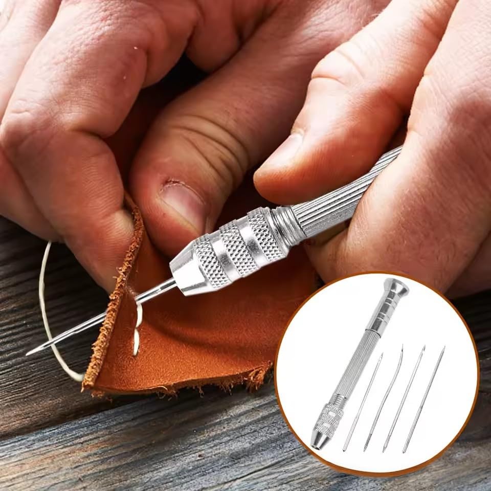 5PCS Sewing Needle Set, Heavy Duty Interchangeable Hand Sewing Needles for Leather Canvas Shoe Repair Upholstery Tent DIY Sewing Kit