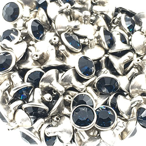 100 Sets Cz Colorful Crystal Rivets Silver Color Spots Studs Double Cap for DIY Leather-Craft (Monata, 6MM) - color: Monata, size: 6MM