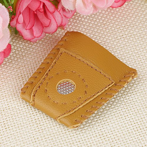 2pcs Large Size Leather Thimble Comfortable Thimble with Metal Tip DIY Sewing Tool Handmade Needlework Thimble Cover