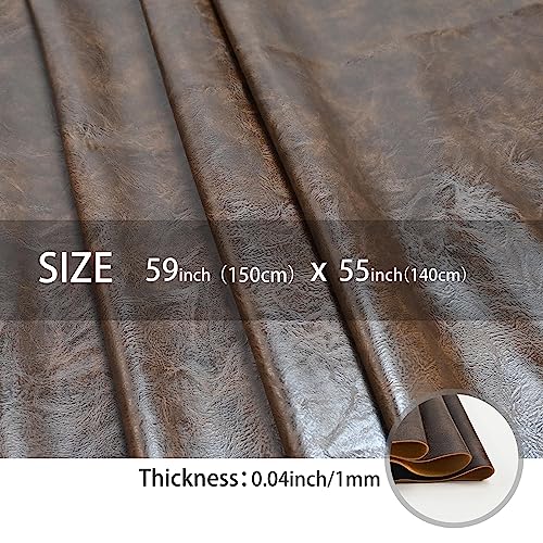 150x140cm Dark Brown Soft Faux Leather Fabric, 1mm Thick PU Material | Exquisite Artificial Leather offers unparalleled comfort and elegance. Perfect for upholstery, fashion, and crafting. - color: Dark Brown, size: 59x54 inch