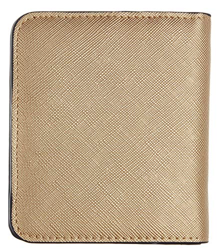 Toughergun Women’s Small Slim Leather Wallet with RFID Protection, Compact Bifold Mini Purse with Clear ID Window - color: CH Champagne Gold