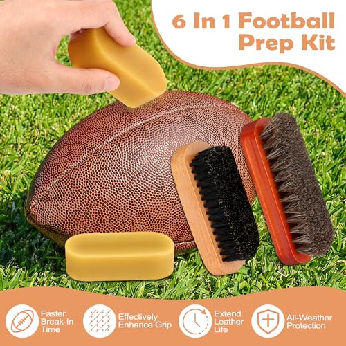 Luxiv 6 Pcs Football Prep Kit, Leather Ball Wax Conditioning Set | 6in1 Kit, Soft Brush, Hard Brush, 2 Waxes, Cleaning Cloth And Bag, For Football Care, Cleaning And Leather Ball Prep Kit