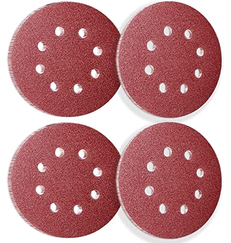 50Pcs 125mm 8 Holes Sanding Discs Pads Sanding Sheets, 5 Inch 120 Grits Hook and Loop Sandpaper Sheet for Random Orbital Sander. - style: 120 Grits