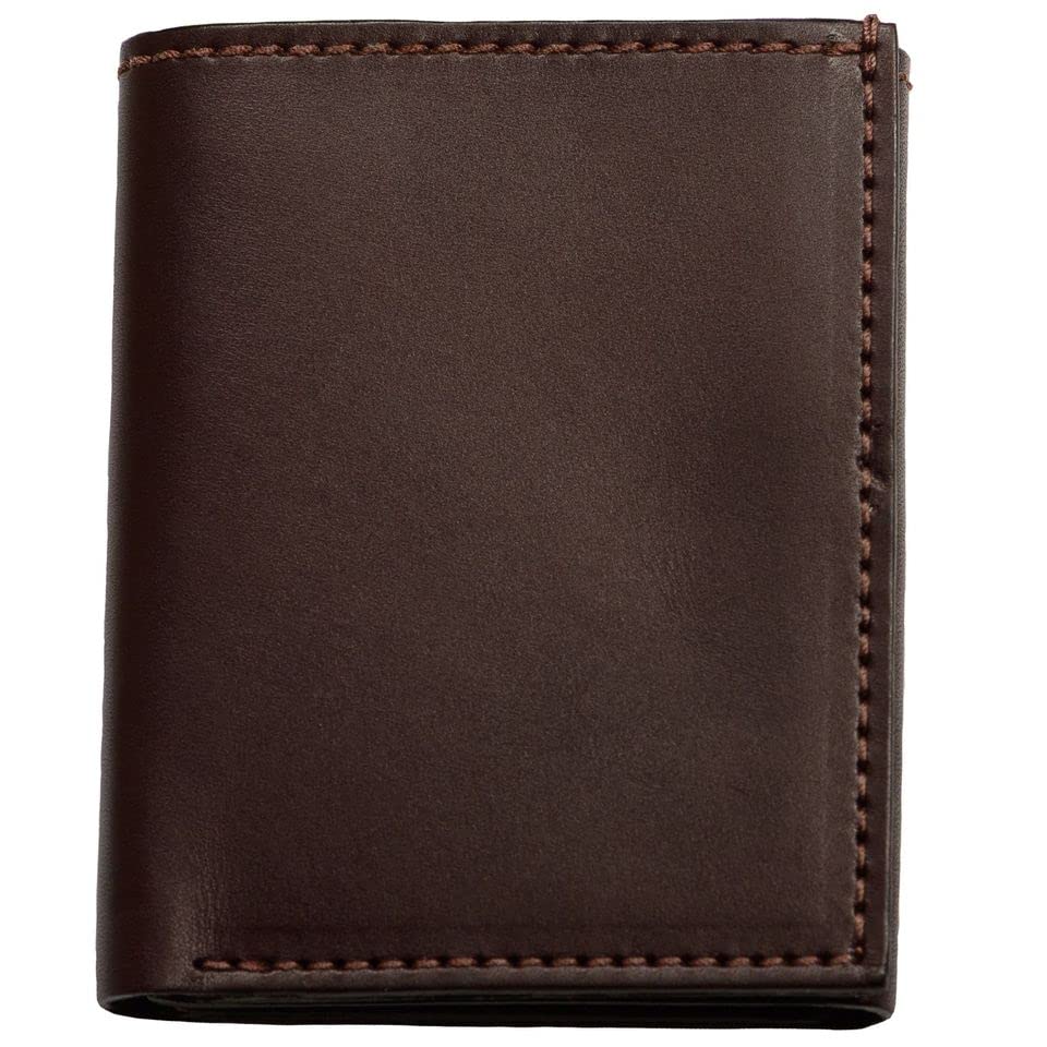 Bullhide Belts Full Grain Bridle Leather Trifold Wallet Brown | ID window, 4 card slots, Made in USA - color: Brown