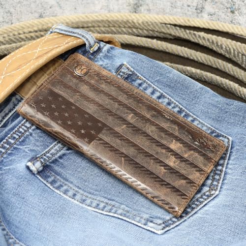 HOOEY Leather Men’s Western Rodeo Wallet (Liberty Rope - Brown) - color: Liberty Rope - Brown