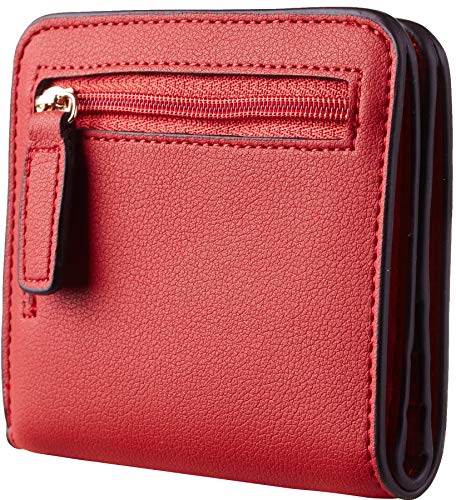 Toughergun Women’s Small Slim Leather Wallet with RFID Protection, Compact Bifold Mini Purse with Clear ID Window - color: 10 ReNapa Red Classic