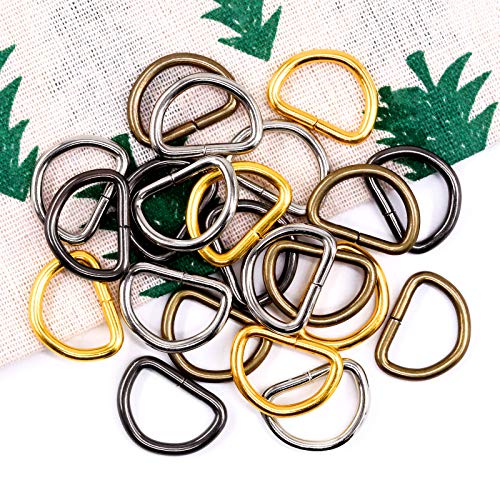 Swpeet 120Pcs 3/4 Inch - 20mm 4Colors Multi-Purpose Metal D Ring Semi-Circular D Ring for Hardware Bags Ring Hand DIY Accessories (Mixed Color, 3/4 inch) - color: Mixed Color, size: 3/4 inch