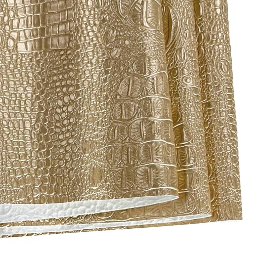 Soft Crocodile Textured Marine Vinyl Faux Leather Pre-Cut 1 Yard-Golden | Alligator Fabric Embossed Synthetic Leather for DIY Upholstery, Crafts, Handbags, Furniture，Individual 1 Yard Cut 36"x54" - color: Gold