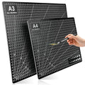 2 Pcs Large Cutting Mat Self Healing,Double Sided,Grid Line And Angles Help To Cut Precisely,Craft Mats for Scrapbooking, Quilting, Sewing and All Arts,Non Slip & Easy Clean ((A3 & A4 Black) - color: Black