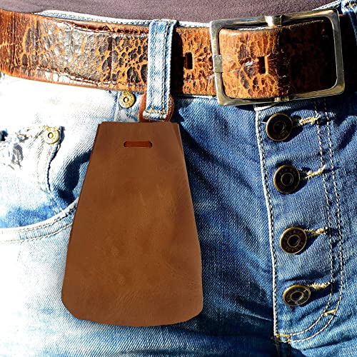 Leather Drawstring Pouch, Coin Bag, Medicine Tobacco Pouch Medieval Reenactment Made in U.S.A. by Nabob Leather Size 5.75" x 4.25" - color: Rustic Orange, style: Medium