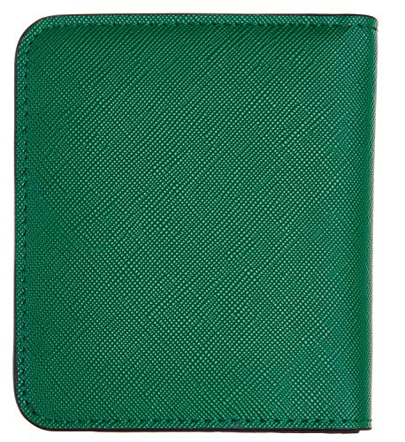 Toughergun Women’s Small Slim Leather Wallet with RFID Protection, Compact Bifold Mini Purse with Clear ID Window - color: CH Green