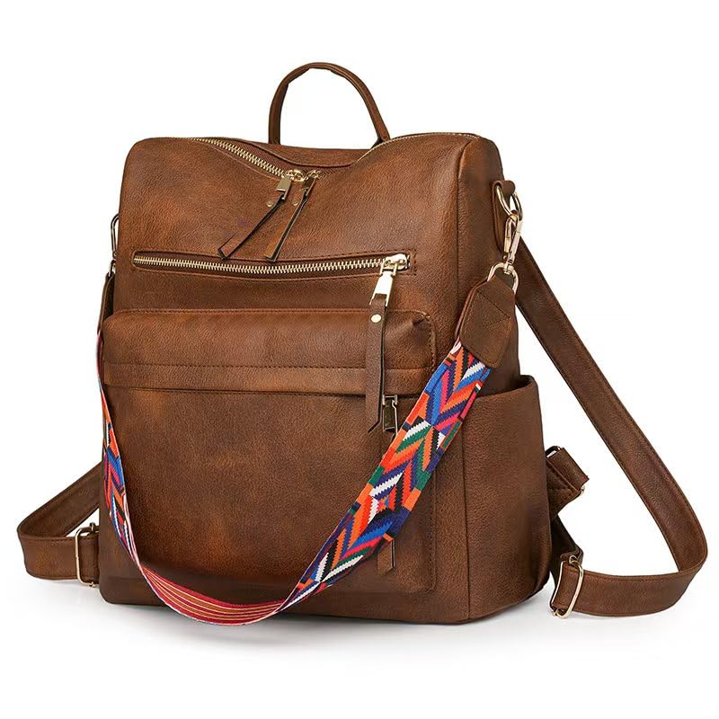 Women's Fashion Backpack Purse for Women Leather Multipurpose Design Ladies Shoulder Bag Travel bag Satchel Handbags - color: Dark Brown Purse
