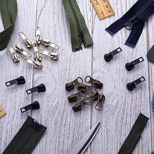 #5 Zipper Repair Kit Replacement Slider: YZSFIRM 12 Pcs Zipper Slider Replace Metal Plastic and Nylon Coil Zippers - Fix a Zipper Bottom Stop End and Top Stop - color: 48 Pcs Zipper Slider