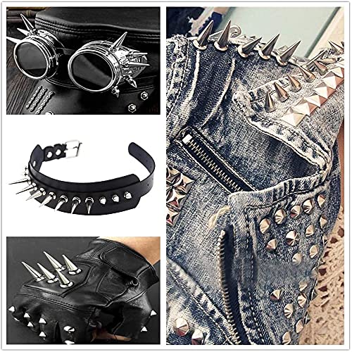 30PCS 40MM Spike and Studs Silver Cone Spikes Punk Large Size Leather Rivets Screwback Studs Rivets Set for Punk Style Clothing Accessories