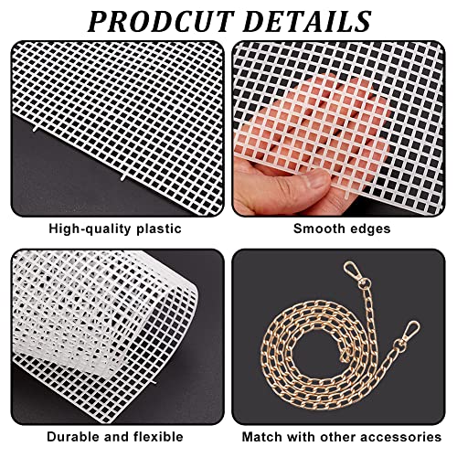 WADORN DIY Knitting Crochet Bags Kit, Hand-Knit Woven Bag Making Kit Mesh Plastic Canvas Sheets for Embroidery Cross Stitch DIY Shoulder Bag Making Accessories Handbag Crafting Yarn Weaving Kit, Black - color: Black