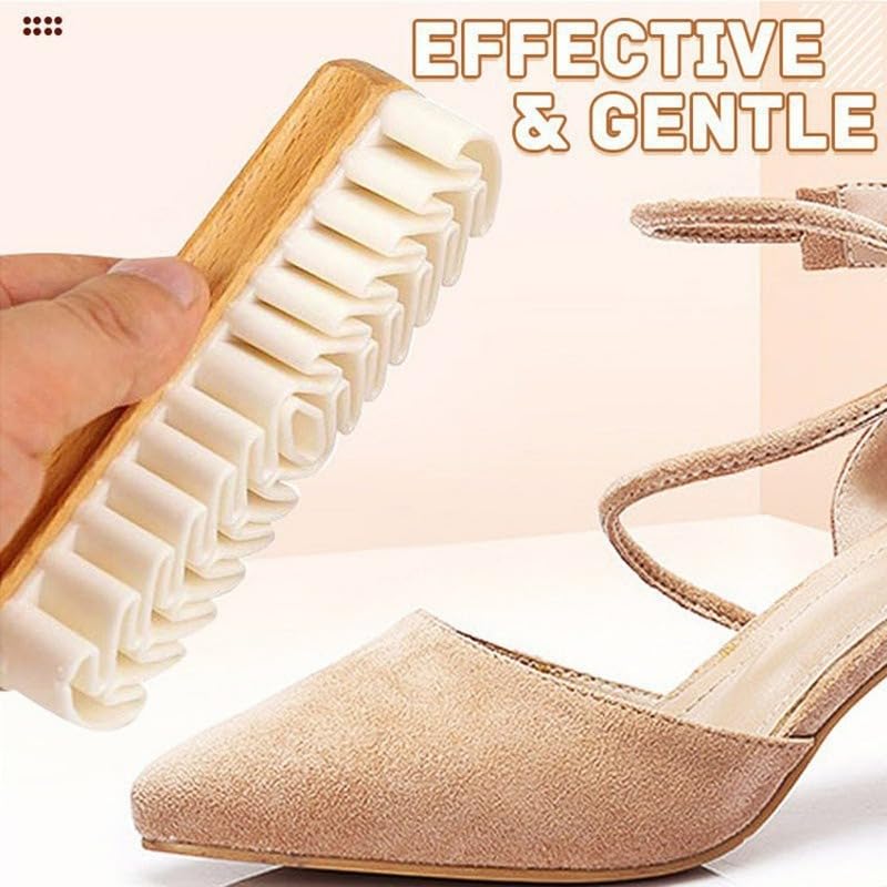 1 Pc Suede & Nubuck Cleaning Brush Set, Medium Size 5.1x1.7x1.1 Inch, Multi-Purpose Shoe Care Kit for Boots, Bags, and Garments, Wooden Handle Rubber Bristles - color: Single