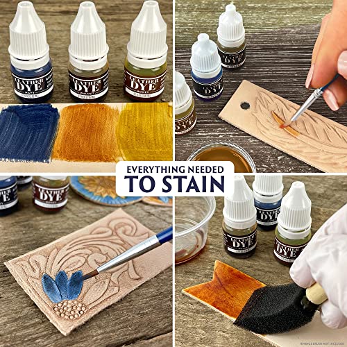 ArtSkills Leather Working Kit for Beginners with Tools, Dyes, and Stamps | 64pc Leather Craft Kit - Gift for Teens and Adults