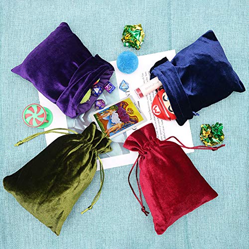 HRX Package 4 Pack Soft Velvet Gift Bags 5.1x7.8 in for Tarot Cards - color: Red, Moss Green, Navy Blue, Purple