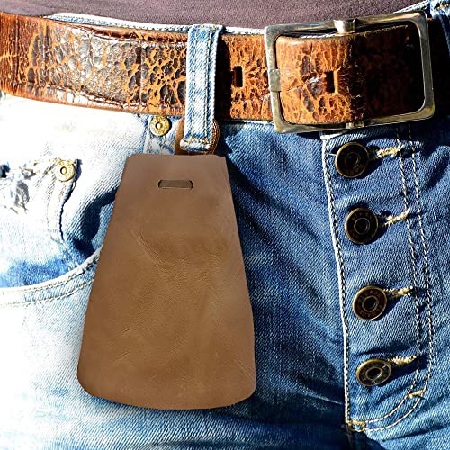 Leather Drawstring Pouch, Coin Bag, Medicine Tobacco Pouch Medieval Reenactment Made in U.S.A. by Nabob Leather Size 4.75" x 3" - color: Rustic Tan, style: Small