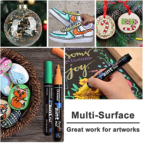 Overseas 2 Pack Yellow Acrylic Paint Pens Permanent Markers, Medium Tip | Waterproof, Quick Dry, Great Coverage, Water Based Acrylic Paint Markers for Wood, Canvas, Rock, Glass, Leather, Metal - color: Yellow