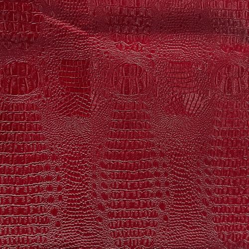 Soft Crocodile Textured Marine Vinyl Faux Leather Pre-Cut 1 Yard-Red | Alligator Fabric Embossed Synthetic Leather for DIY Upholstery, Crafts, Handbags, Furniture，Individual 1 Yard Cut 36"x54" - color: Red