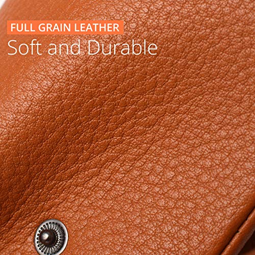 Bveyzi Women Soft Leather RFID Blocking Bifold Slim Wallets Ladies Credit Card Holder Double Zipper Pocket - color: Brown