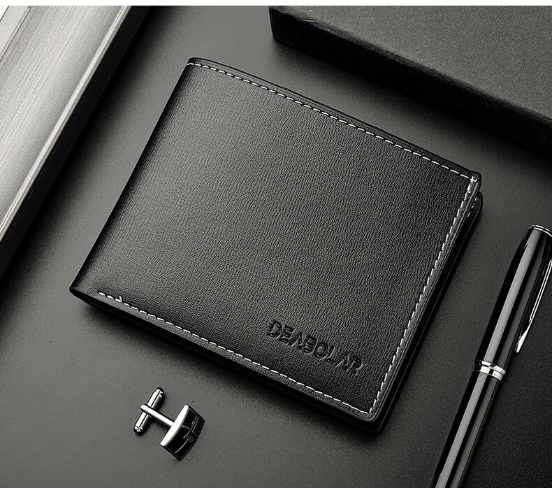 Slim Wallet for Men with Coin Purse, Minimalist Wallet with Zipper, Bifold Mens Wallets with Credit Card Holder, PU Leather Men's Wallet with Money Clip, Carteras Para Hombres (BLACK D1) - color: BLACK D1