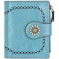 Womens Leather Wallet Small Compact RFID Blocking Credit Card Case Purse with Zipper Pocket | Small - color: Light Green