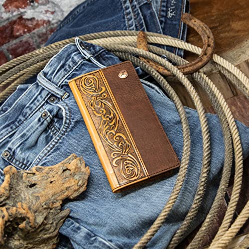 HOOEY Leather Men’s Western Rodeo Wallet (Grayson - Brown/Tan) - color: Grayson - Brown/Tan