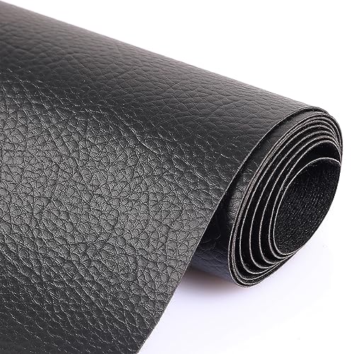 Marine Vinyl Upholstery Faux Leather Fabric, 1 Yard Black | Marine Grade Faux Leather Vinyl by the Yard, Waterproof, Soft & Durable, for Boat, Furniture Upholstery, DIY Sewing Crafts - color: Black, size: 1 Yard 55" x 36" (Pre-cut)
