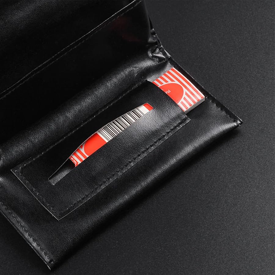 ARFUKA Retro PU Leather Tobacco Pouch Multi-Functional Cigarette, Smoking Paper & Rolling Tool Storage Bag with Secure Zipper Compact Travel Smoke Case for Smokers & Collectors Black