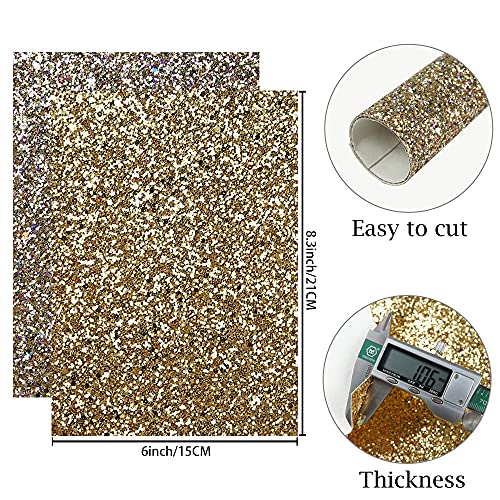 16 Pieces 8x6 Inch New Contrast Colors White Yellow Gold Series Faux Leather Fabric Sheets Include Litchi Fine Chunky Glitter Butterfly Flamingo Patent Holographic for Leather Earring Bows Making - color: White Yellow Gold Series