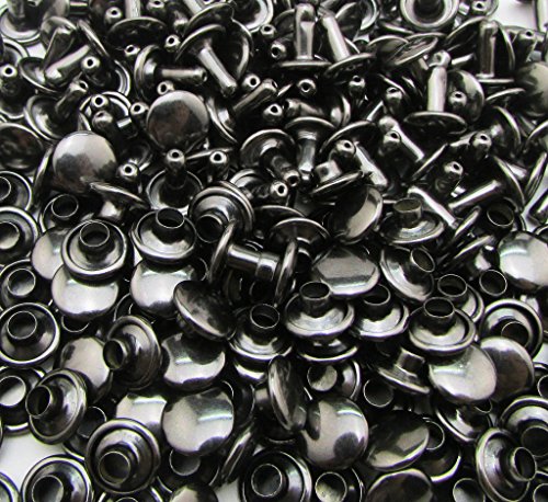 Gun Black Double Cap Rivets Plane Cap 12mm and Post 10mm Pack of 60 Sets