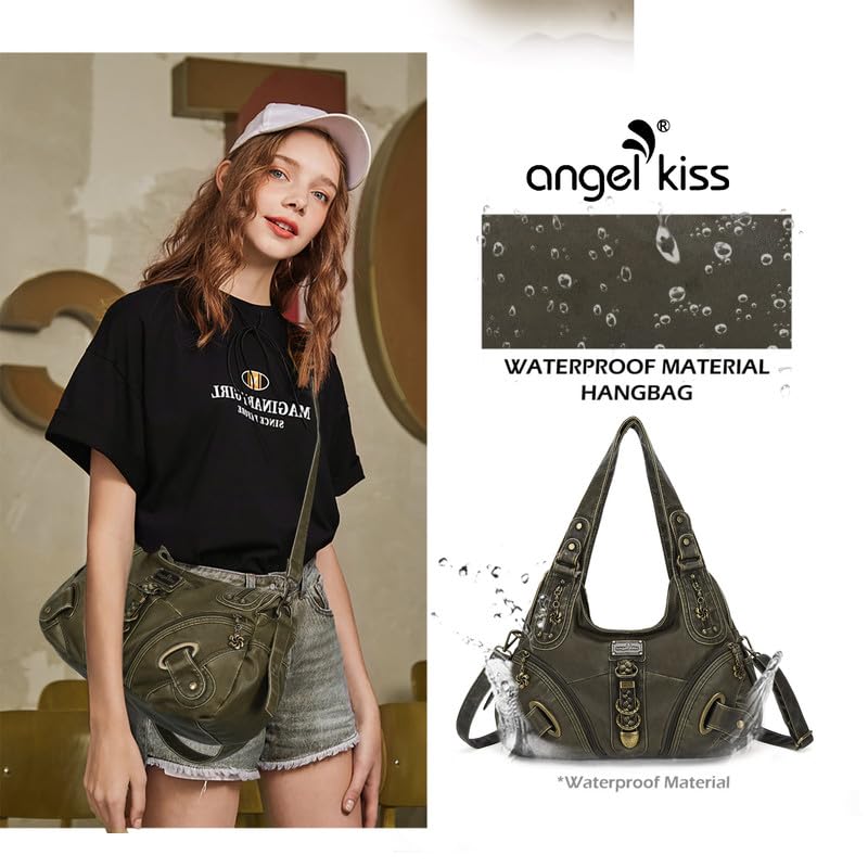 Angelkiss Hobo Purses and handbags for Women Satchel Handbag Women Purses Large Daily Shoulder Bags - color: 801green