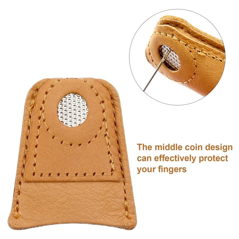 Leather Thimble Hand Sewing Thimble Finger Protector Coin Thimble Finger Pads for Knitting Sewing Quilting Pin Needles Craft Accessories DIY Sewing Tools - Large(1pcs)